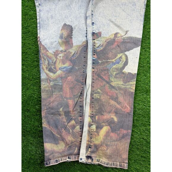 Bleecker & Mercer Mens Jeans 40x34 Slim Fit Angel Print Distressed Denim Pants - Picture 2 of 10